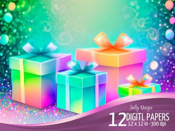 Download Colorful Neon Birthday Present Graphics - Day Collection