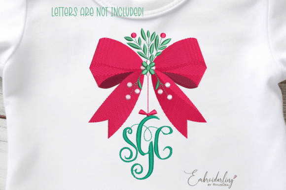 Download Christmas Bow Monogram Frame Embroidery - Premium Resources