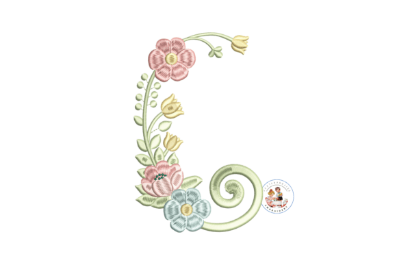 Download Half Floral Monogram Frame Embroidery - Premium Resources