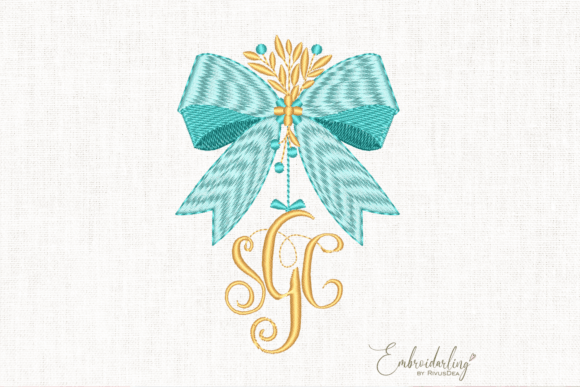 Download Bow Monogram Frame Embroidery Design - Premium Resources
